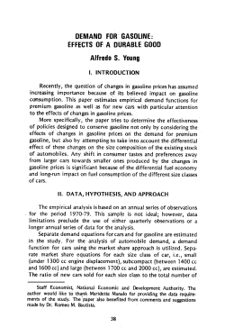 DEMAND FOR:&bull;GASOLINE: EFFECTSOF