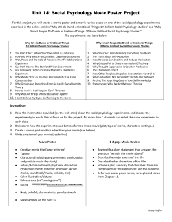 Unit 14: Social Psychology Movie Poster Project For this project you