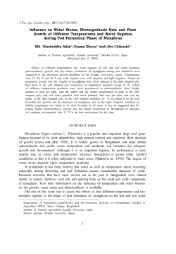Influence on Water Status, Photosynthesis Rate and Plant Growth of