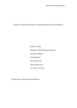 abstract word representations 1 In defense of abstractionist theories