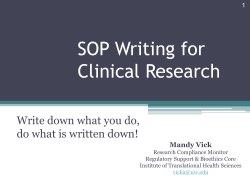SOP Writing for Clinical Research - Institute of Translational Health