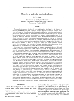 Molecules as models for bonding in silicatesr GV Grsss Department