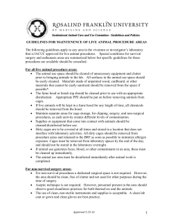 Guidelines for Maintenance of Live Animal Procedure Areas