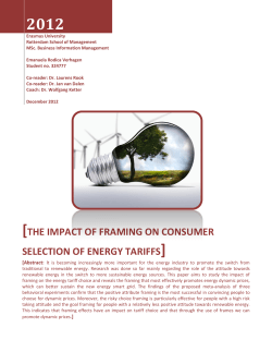 The Impact of Framing on Consumer Selection of Energy Tariffs