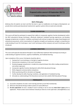 Level lll APPLICATION FORM: Sep-Oct 2017