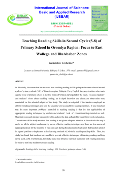Teaching Reading Skills in Second Cycle