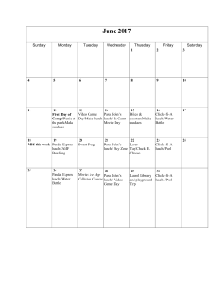 Summer in the Son Summer Camp Calendar 2017