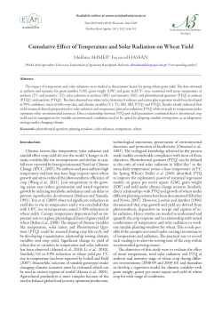 Cumulative Effect of Temperature and Solar Radiation on Wheat Yield