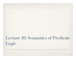 Lecture 10: Semantics of Predicate Logic