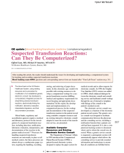 Suspected Transfusion Reactions