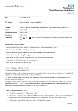 Governing Body report Paper: 5.1 Date 20 January 2015 Title of