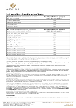 Savings and term deposit target profit rates