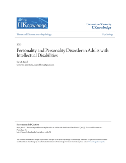Personality and Personality Disorder in Adults with Intellectual