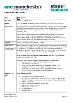 Homework Club Volunteer - the place at platt lane&hellip;