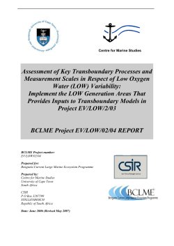 Hypoxia Variability in the Central Benguela - IW:LEARN