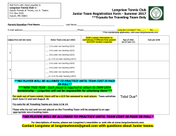 2017 Junior Team Form - Longview Tennis Club