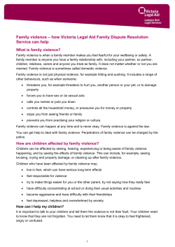 Family violence - how Victoria Legal Aid Family Dispute Resolution
