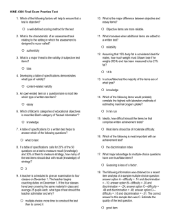 KINE 4300 Final Exam Practice Test