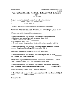 Let Not Your Heart Be Troubled... Believe in God. Believe in Me.