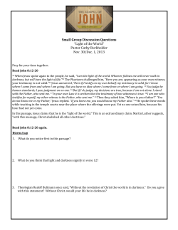 Small Group Discussion Questions &ldquo;Light of the World&rdquo;