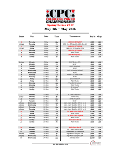 May 4th ~ May 24th - Colorado Poker Championship