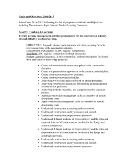 Goals and Objectives: 2016-2017 School Year 2016-2017