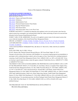Notice of Development of Rulemaking WATER MANAGEMENT
