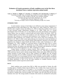 Genetic analysis of body condition score in the first three lactations