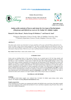 Amino acids contents of leaves and stems for two types of herbal