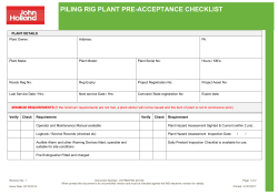 piling rig plant pre-acceptance checklist