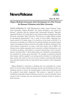 Nippon Shokubai Announces Joint Development of a New Process