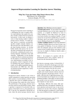 Improved Representation Learning for Question Answer Matching