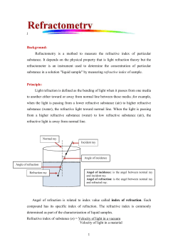 j Background: Refractometry is a method to measure the refractive