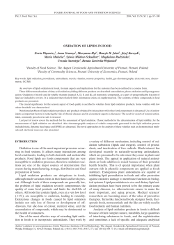 OXIDATION OF LIPIDS IN FOOD Erwin W&sup1;sowicz1, Anna Gramza1