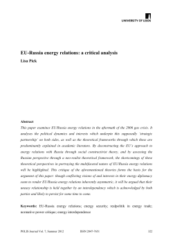 EU-Russia energy relations: a critical analysis