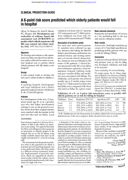 A 6-point risk score predicted which elderly patients would fall in