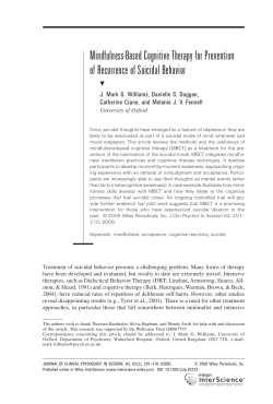 Mindfulness-Based cognitive therapy for prevention of recurrence of