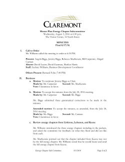 Master Plan Energy Chapter Subcommittee Wednesday, August 3