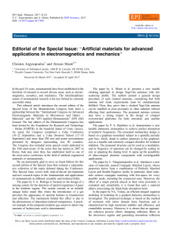 Editorial of the Special Issue: &ldquo;Artificial materials for advanced