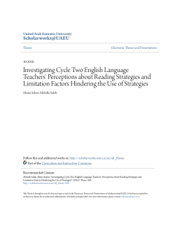 Investigating Cycle Two English Language Teachers` Perceptions