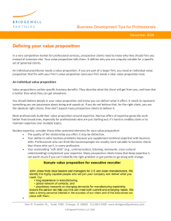 Defining your value proposition