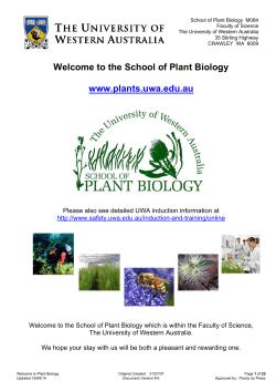 Plant Biology induction - UWA Plant biology