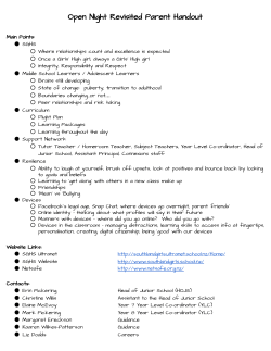 Open Night Revisited Parent Handout