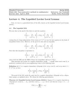 Lecture 4. The Lopsided Lov&aacute;sz Local Lemma
