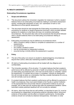PLYMOUTH UNIVERSITY Extenuating Circumstances regulations 1