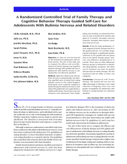 A Randomized Controlled Trial of Family Therapy and Cognitive