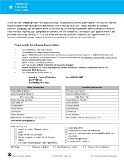 Pre-Purchase Housing Intake Packet