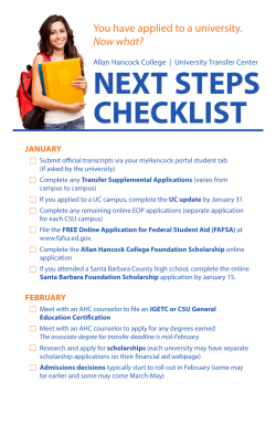 next steps checklist - Allan Hancock College