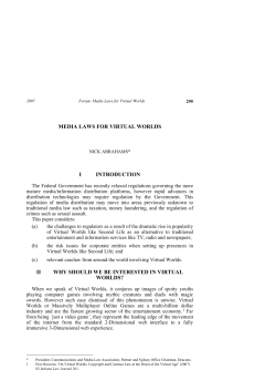 Media Laws for Virtual Worlds