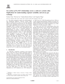 Sea surface pCO2-SST relationships across a cold